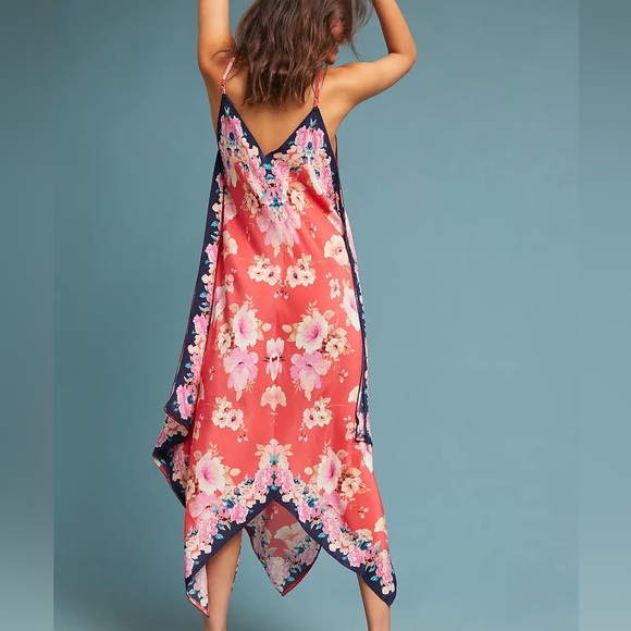 Tolani Anthropologie Paisley Handkerchief Hem Asymmetrical Midi Slip Dress - M - Picture 2 of 13